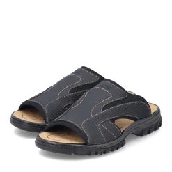 Fashion Rieker Klapki Meskie W Kolorze Czarno-Szarym