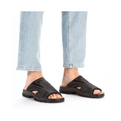 Fashion Rieker Klapki Meskie W Kolorze Czarno-Szarym