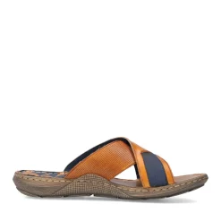 Clearance Rieker Klapki Meskie W Kolorze Kasztanowym Brazowo-Niebieskim