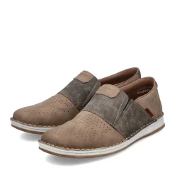 Fashion Rieker Klapki Meskie W Kolorze Jasnobezowo-Kamienno-Szarym