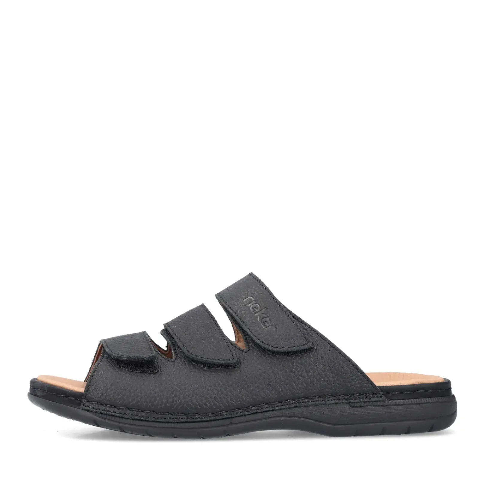 Fashion Rieker Klapki Meskie W Kolorze Czarno-Szarym