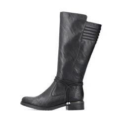 Discount Rieker Kozaki Damskie Z Wysoka Cholewka, Czarne