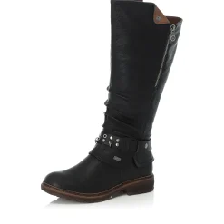 Fashion Rieker Kozaki Damskie Z Wysoka Cholewka, Czarne
