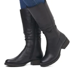 Clearance Rieker Kozaki Damskie Z Wysoka Cholewka, Czarne