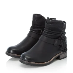 New Rieker Krotkie Botki Damskie , Nocne, Czarne