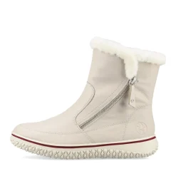Fashion Rieker Krotkie Botki Damskie W Kolorze Kremowo-Bezowym