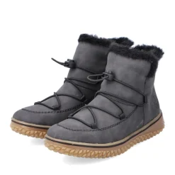 Fashion Rieker Krotkie Botki Damskie W Kolorze Antracytowym