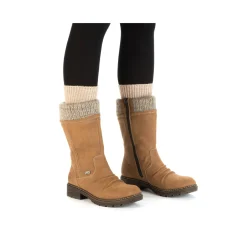 Sale Rieker Krotkie Botki Damskie W Kolorze Camelowo-Brazowym