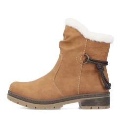 Discount Rieker Krotkie Botki Damskie W Kolorze Camelowo-Brazowym