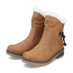 Discount Rieker Krotkie Botki Damskie W Kolorze Camelowo-Brazowym