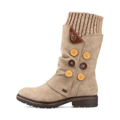 Clearance Rieker Krotkie Botki Damskie W Kolorze Bezowym