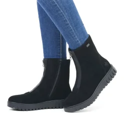 Fashion Rieker Krotkie Botki Damskie , Nocne, Czarne