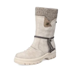 Fashion Rieker Krotkie Botki Damskie W Kolorze Jasnego Bezu