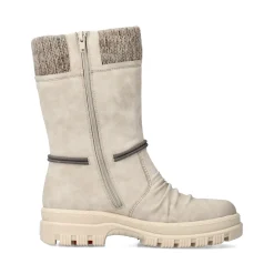 Fashion Rieker Krotkie Botki Damskie W Kolorze Jasnego Bezu