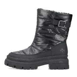 New Rieker Krotkie Botki Damskie W Kolorze Czarnym, Blyszczacym
