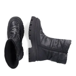 New Rieker Krotkie Botki Damskie W Kolorze Czarnym, Blyszczacym