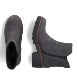 Fashion Rieker Krotkie Botki Damskie W Kolorze Brazowo-Szarym