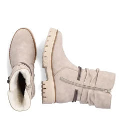 Clearance Rieker Krotkie Botki Damskie W Kolorze Jasnego Bezu