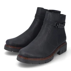 Clearance Rieker Krotkie Botki Damskie , Nocne, Czarne
