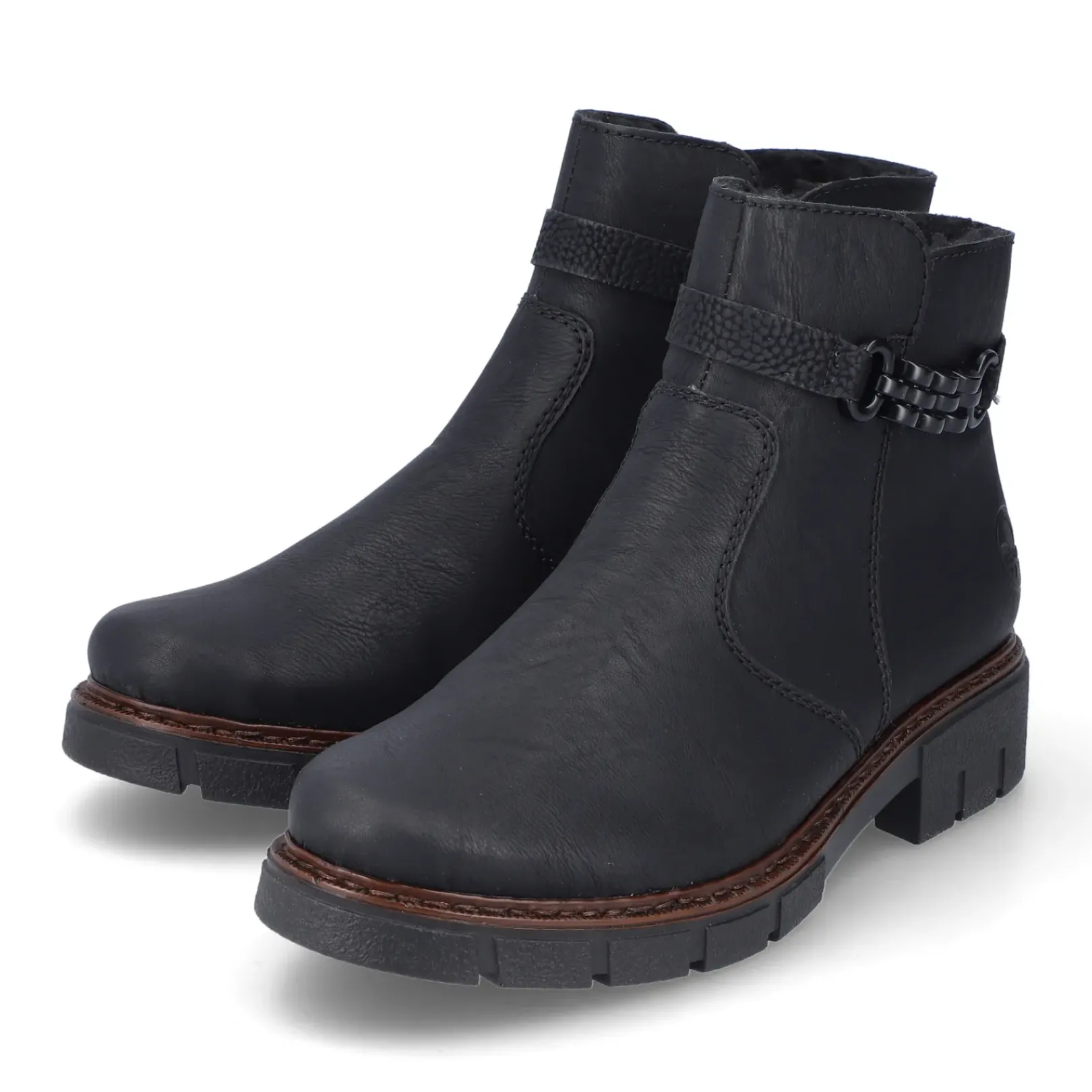 Clearance Rieker Krotkie Botki Damskie , Nocne, Czarne
