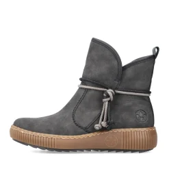Fashion Rieker Krotkie Botki Damskie W Kolorze Granitowo-Szarym