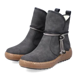 Fashion Rieker Krotkie Botki Damskie W Kolorze Granitowo-Szarym