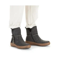 Fashion Rieker Krotkie Botki Damskie W Kolorze Granitowo-Szarym