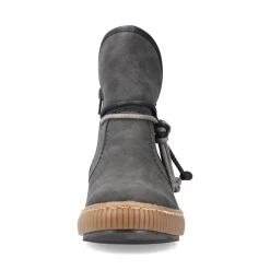 Fashion Rieker Krotkie Botki Damskie W Kolorze Granitowo-Szarym