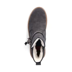 Fashion Rieker Krotkie Botki Damskie W Kolorze Granitowo-Szarym