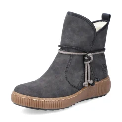 Fashion Rieker Krotkie Botki Damskie W Kolorze Granitowo-Szarym