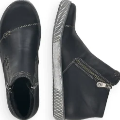 Fashion Rieker Krotkie Botki Damskie W Kolorze Kruczoczarnym