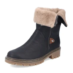 Fashion Rieker Krotkie Buty Damskie , Asfaltowe, Czarne