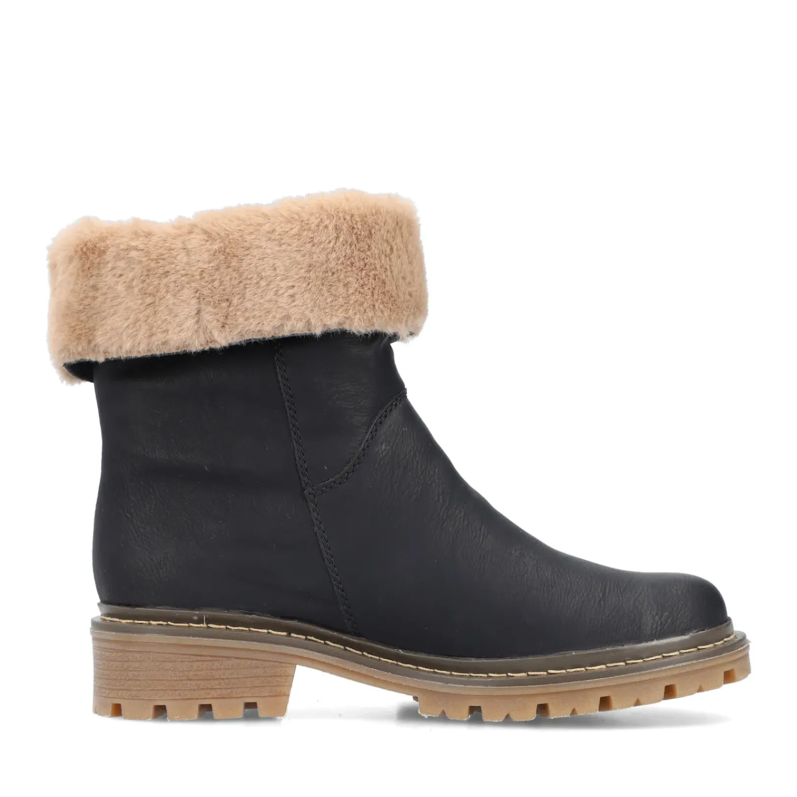 Fashion Rieker Krotkie Buty Damskie , Asfaltowe, Czarne