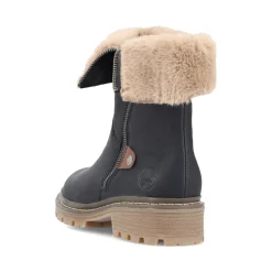 Fashion Rieker Krotkie Buty Damskie , Asfaltowe, Czarne