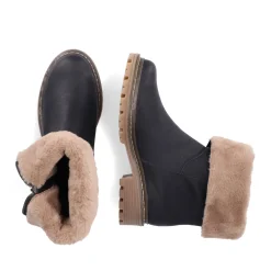 Fashion Rieker Krotkie Buty Damskie , Asfaltowe, Czarne