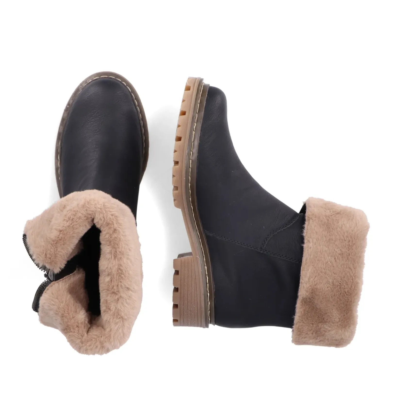 Fashion Rieker Krotkie Buty Damskie , Asfaltowe, Czarne