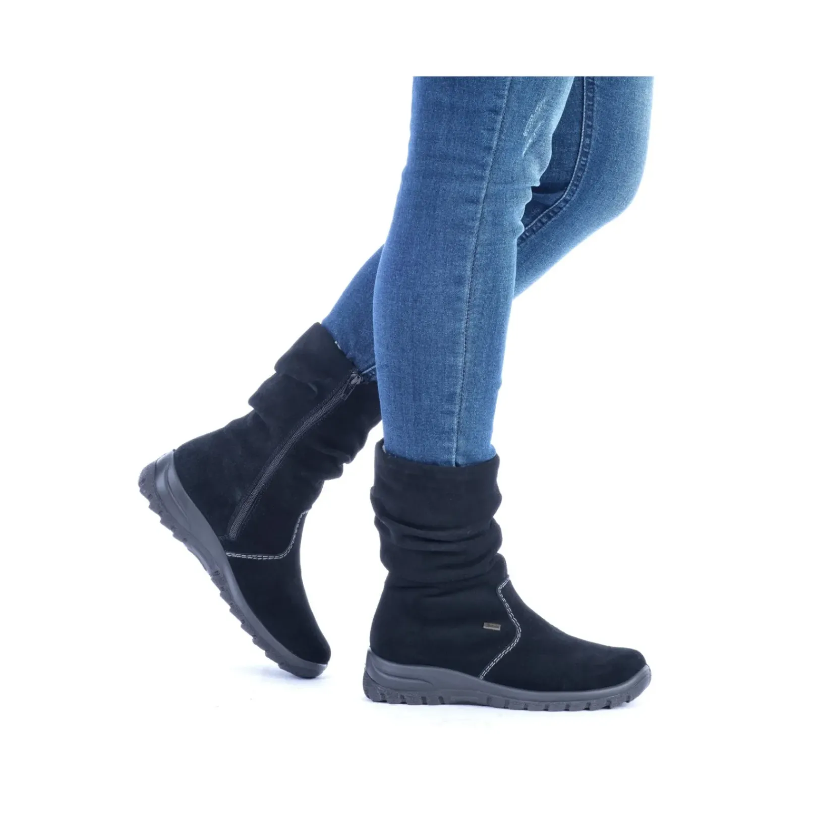 Fashion Rieker Krotkie Buty Damskie W Kolorze Ciemnej Czerni