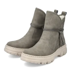 Discount Rieker Krotkie Buty Damskie W Kolorze Szaro-Zielonym