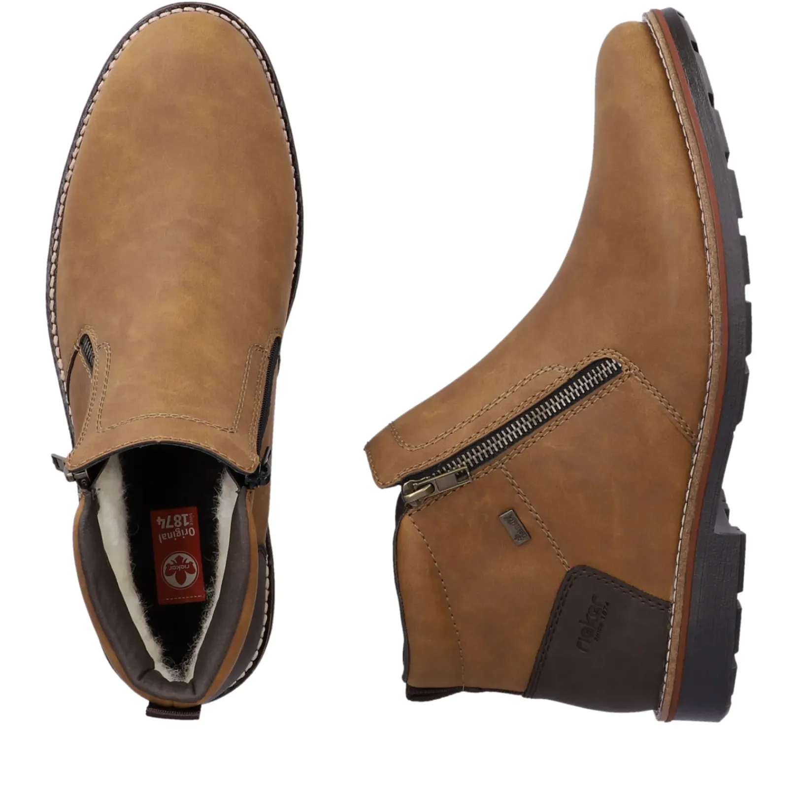 Fashion Rieker Krotkie Buty Meskie W Kolorze Nugatowo-Brazowym