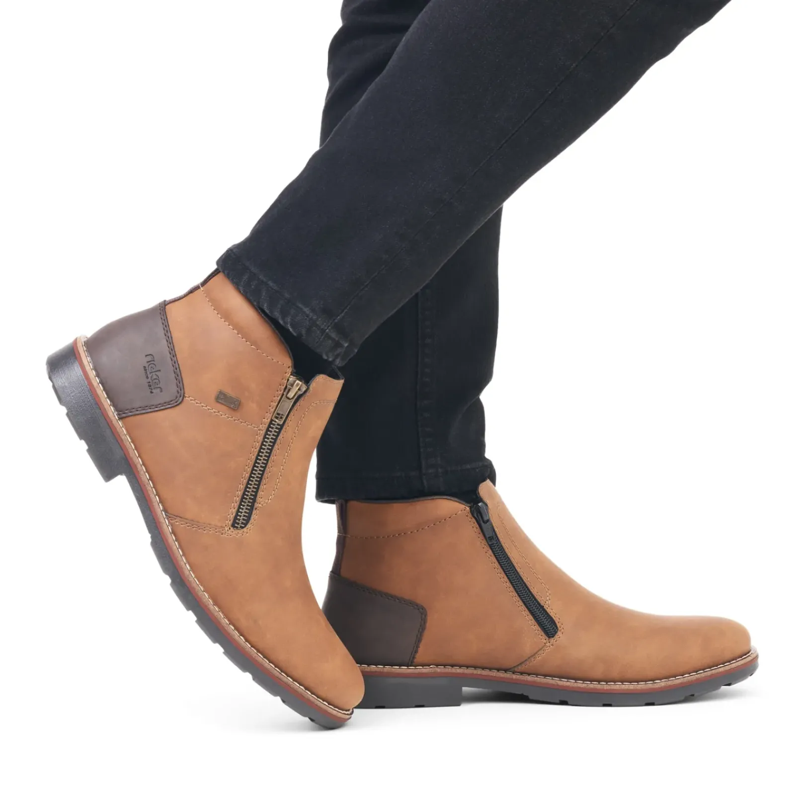 Fashion Rieker Krotkie Buty Meskie W Kolorze Nugatowo-Brazowym