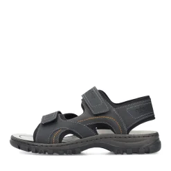 Fashion Rieker Meskie Sandaly Trekkingowe W Kolorze Ciemnej Czerni