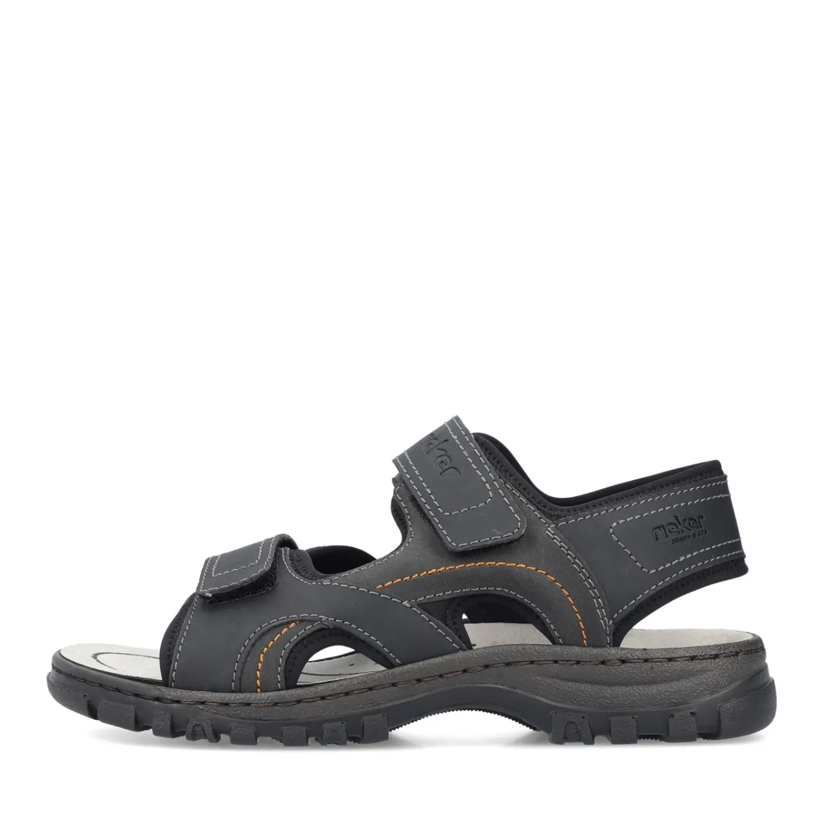 Fashion Rieker Meskie Sandaly Trekkingowe W Kolorze Ciemnej Czerni