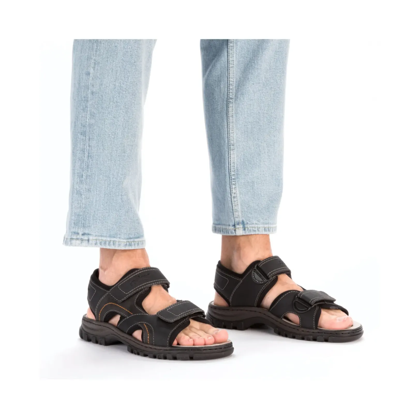 Fashion Rieker Meskie Sandaly Trekkingowe W Kolorze Ciemnej Czerni