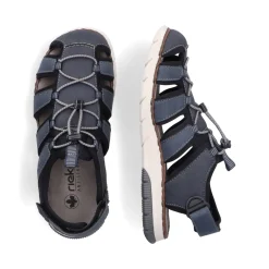 Discount Rieker Meskie Sandaly Trekkingowe W Kolorze Stalowoniebieskim