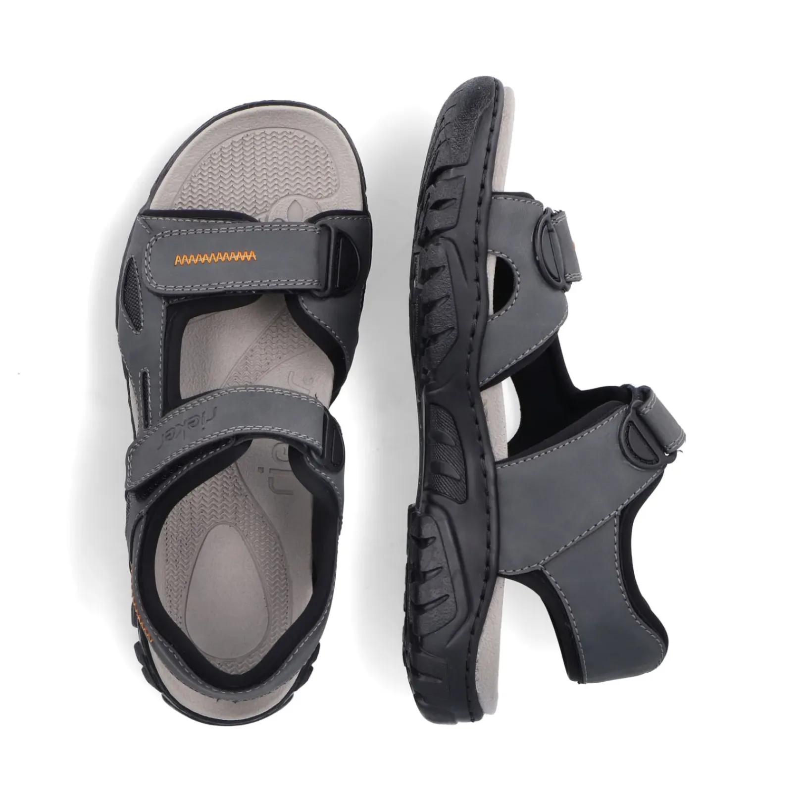 Fashion Rieker Meskie Sandaly Trekkingowe W Kolorze Stalowoszarym