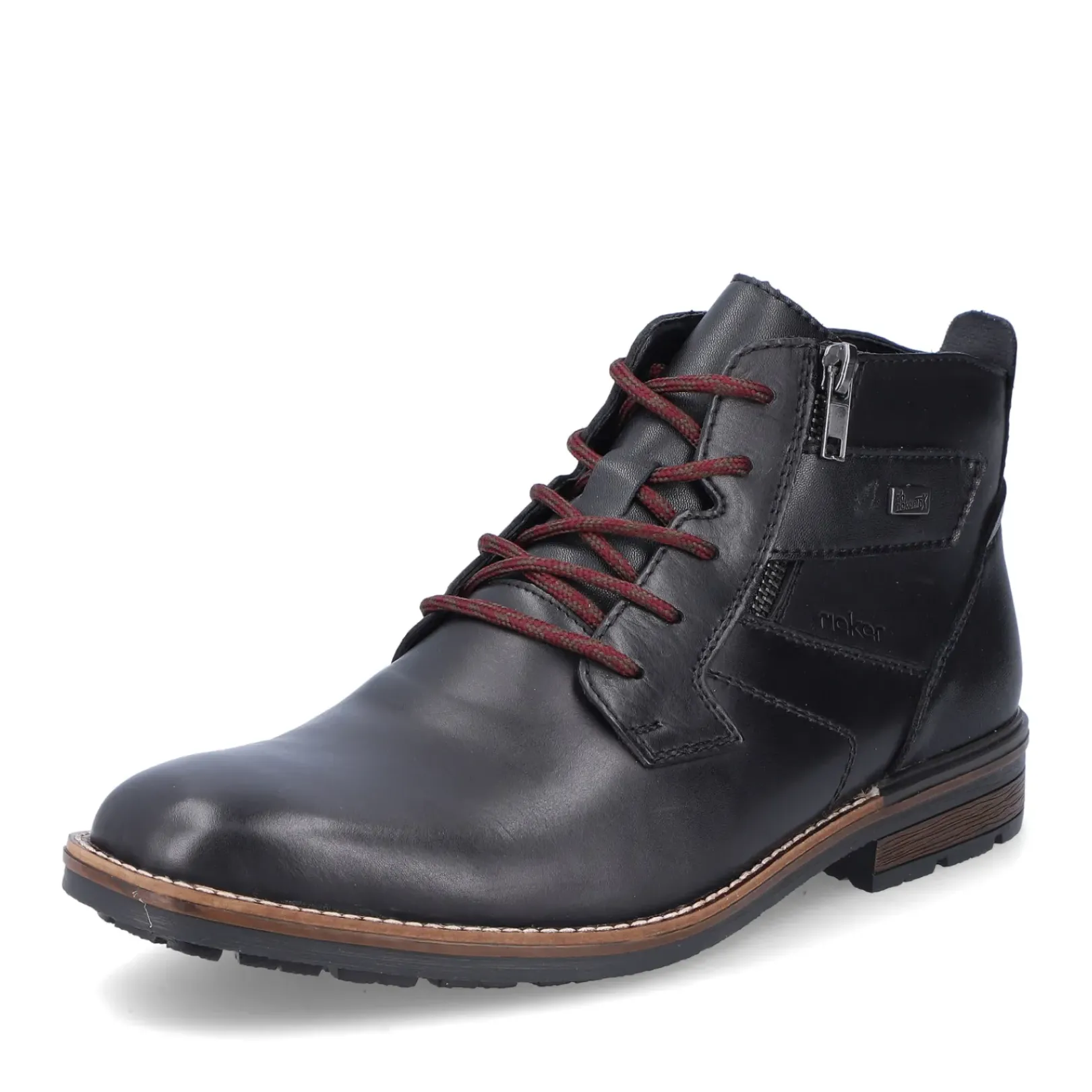 Hot Rieker Meskie Sznurowane Buty W Kolorze Czarnym, Blyszczacym