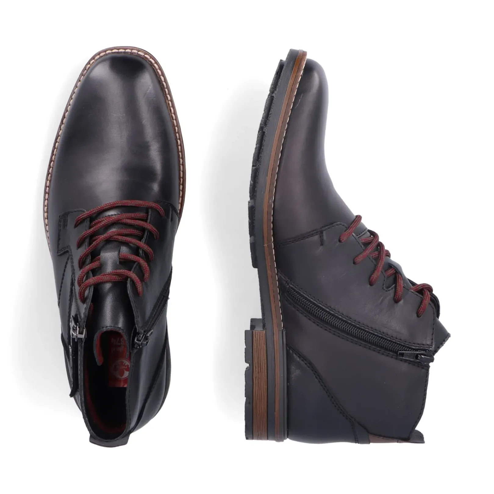 Hot Rieker Meskie Sznurowane Buty W Kolorze Czarnym, Blyszczacym