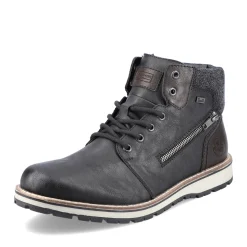 Hot Rieker Meskie Sznurowane Buty , Asfaltowe, Czarne