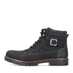 Outlet Rieker Meskie Sznurowane Buty , Asfaltowe, Czarne