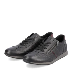 Fashion Rieker Meskie Sznurowane Buty W Kolorze Asfaltowo-Czarnym